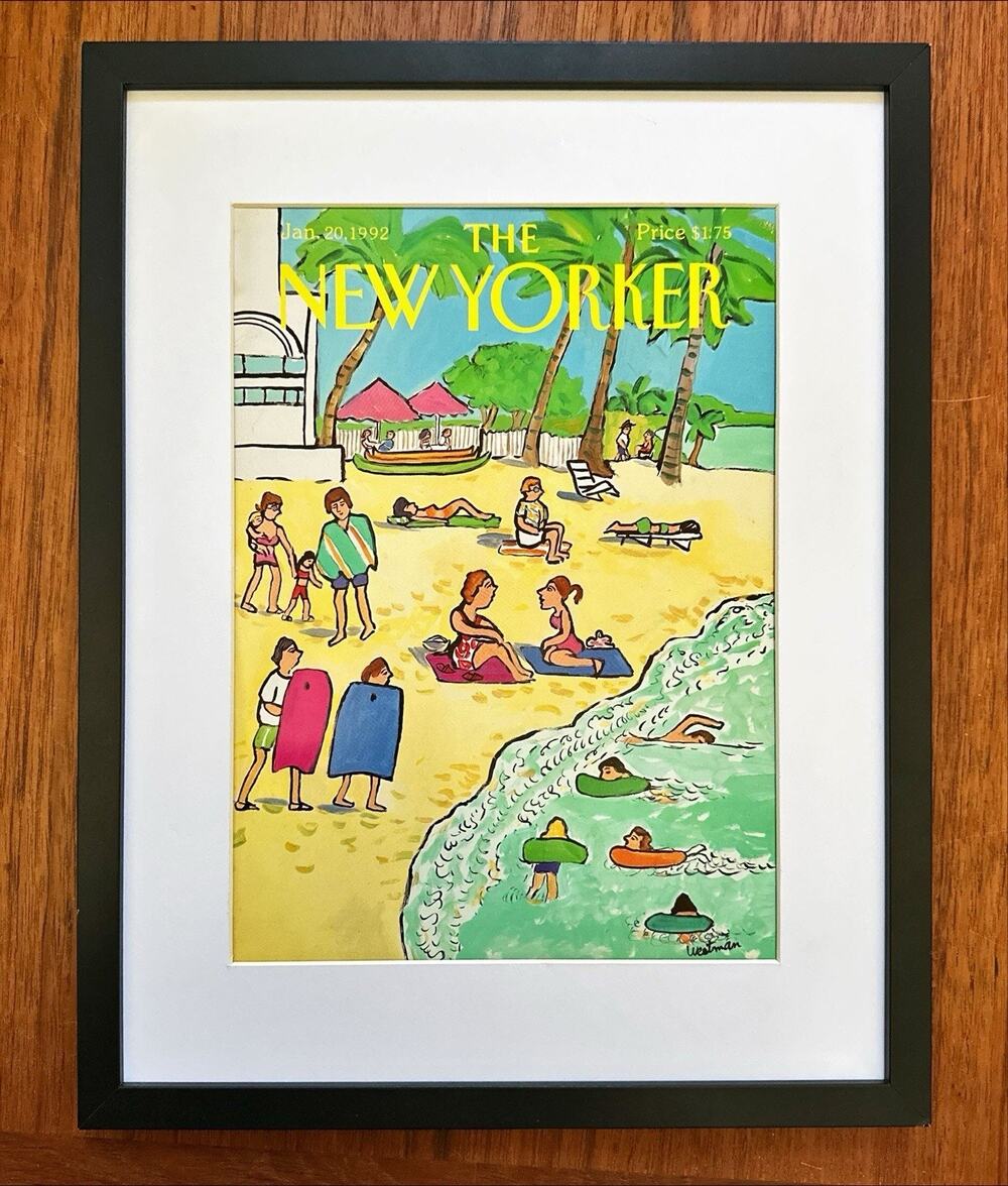 Framed 1992 The New Yorker January 20 Magazine Cover Barbara Westman Beach